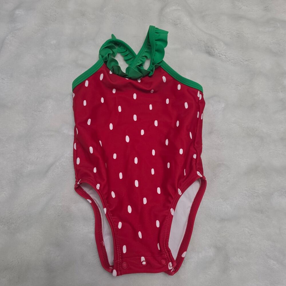 Old Navy Baby Girl 6-12M Red Strawberry Polka Dot One Piece Swimsuit